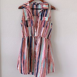Bebop colorful stripe pocket shirt dress size L